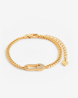 Iced Safety Pin Bracelet - Gold