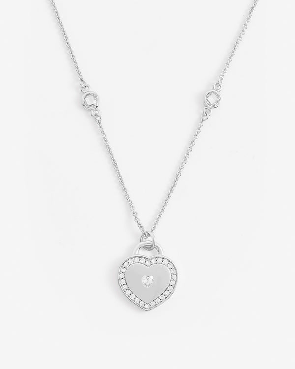 Iced Stone Heart Bezel Necklace