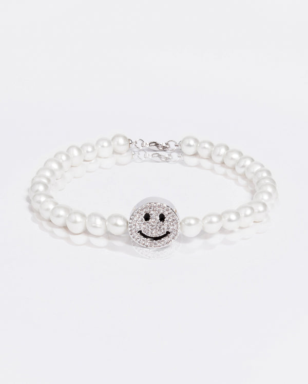 Iced Face Motif Freshwater Pearl Bracelet