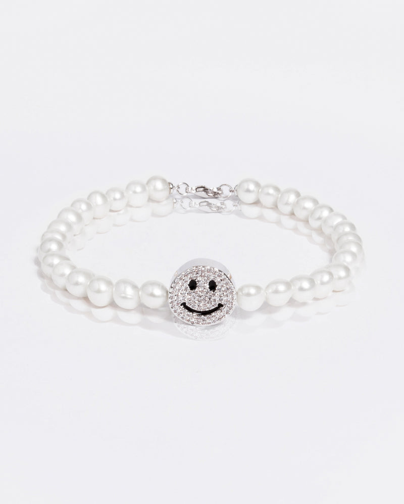 Iced Face Motif Freshwater Pearl Bracelet