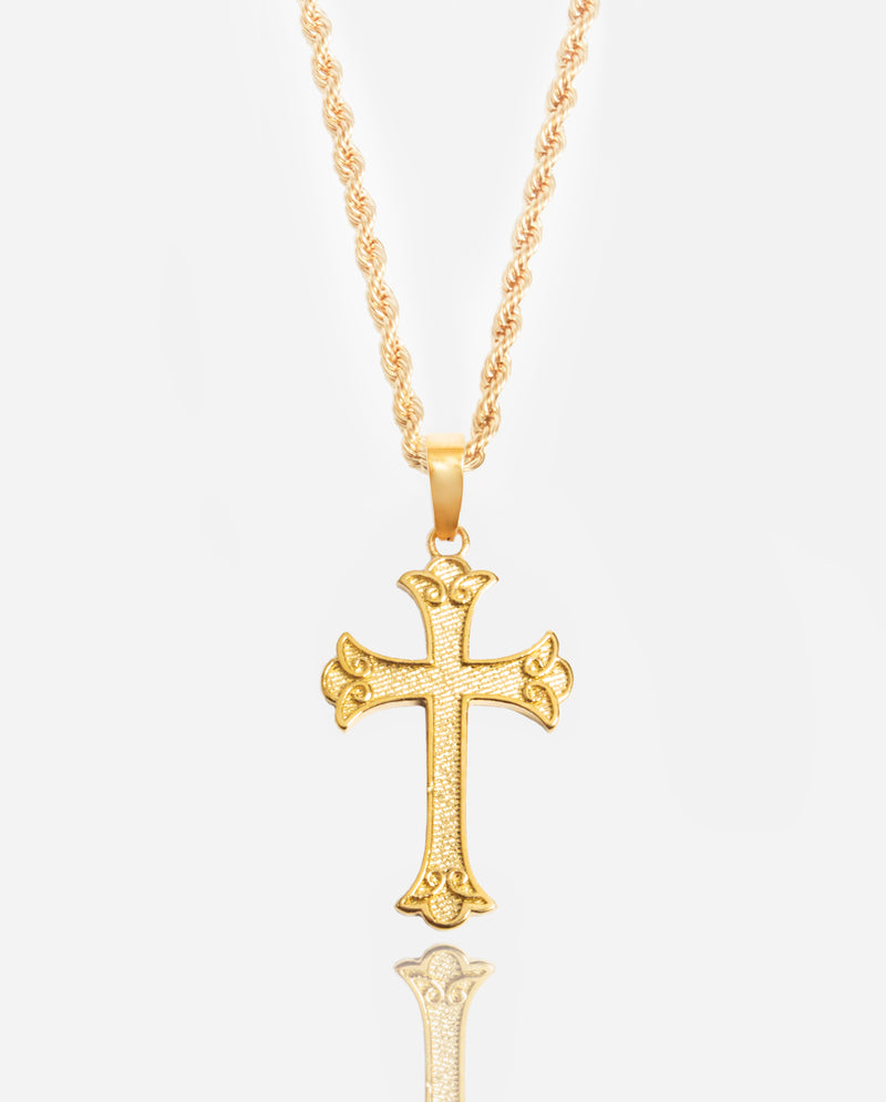 Curved Cross Pendant - Gold