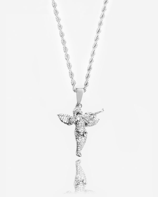 Iced Angel Gun Pendant