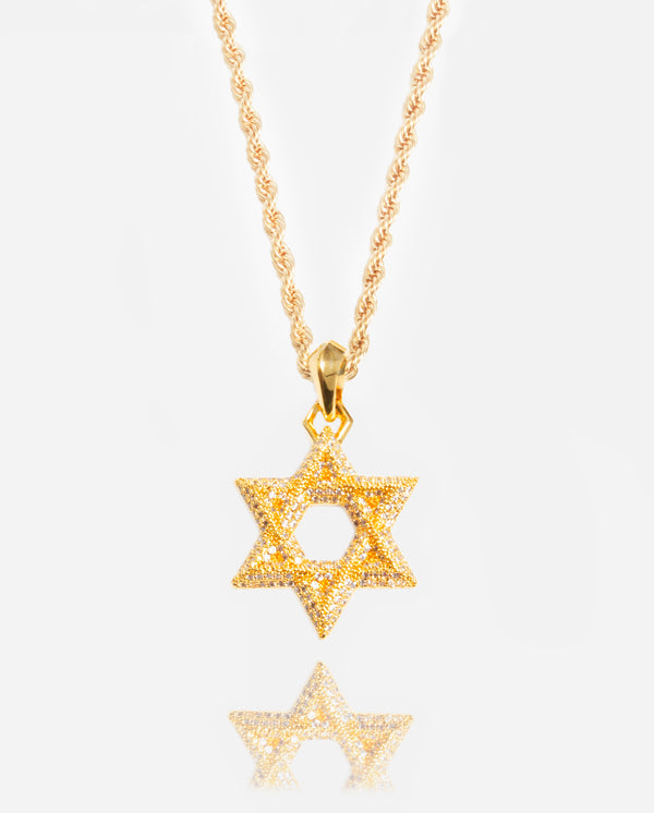 Iced Star Of David Pendant - Gold