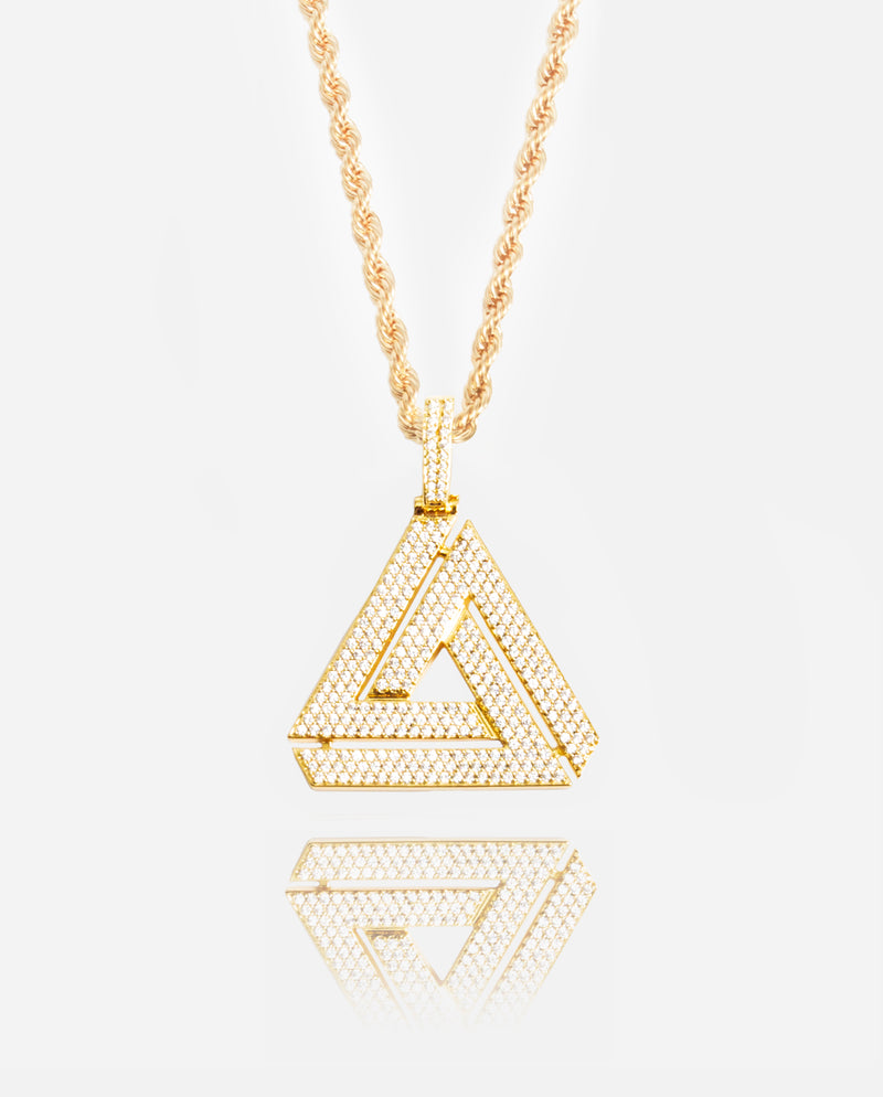 Iced Penrose Triangle Pendant - Gold