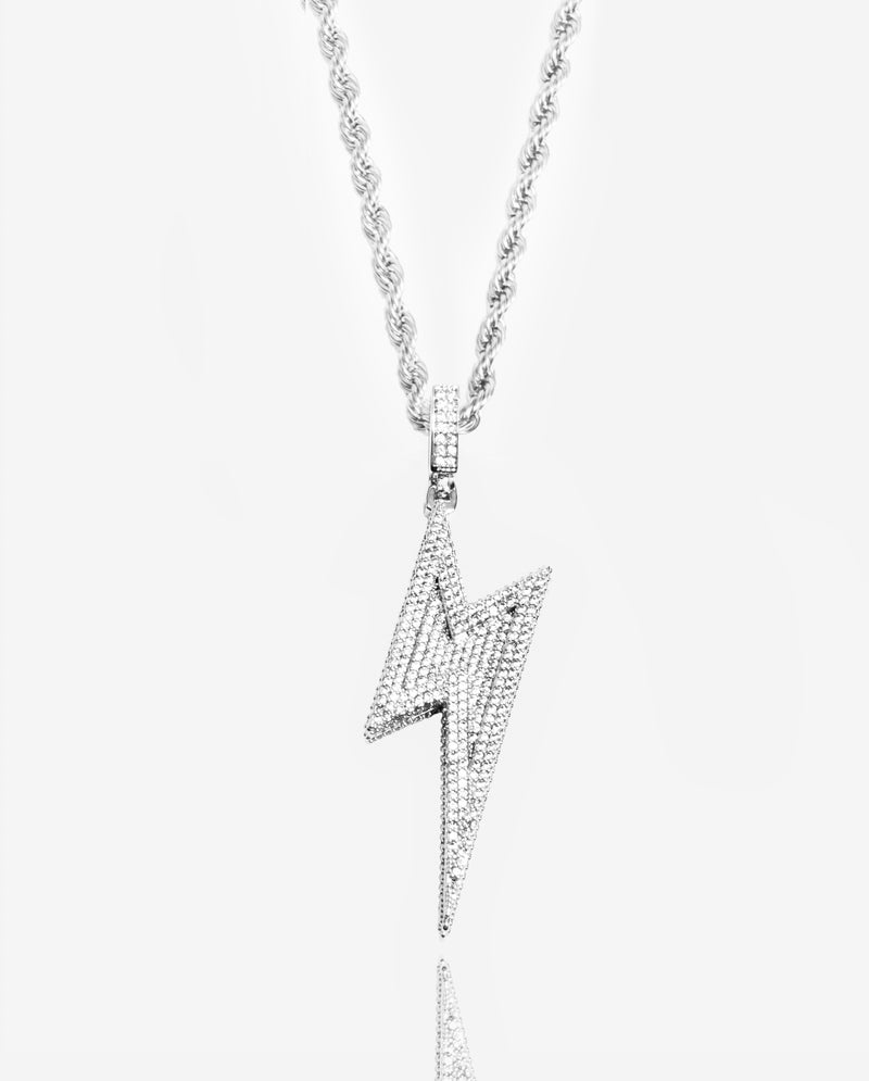 Iced Retro Lightning Bolt Pendant