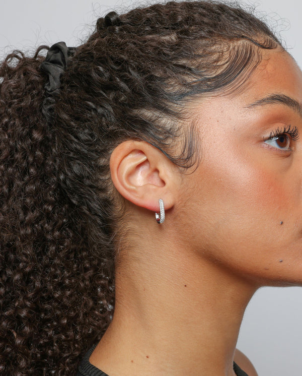 Iced Rectangular Hoop Earrings