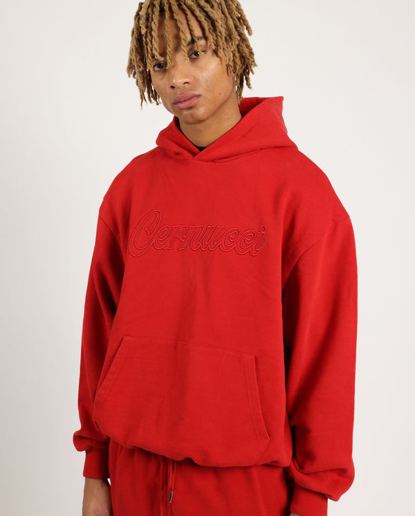 Cernucci Embroidered Hoodie - Red