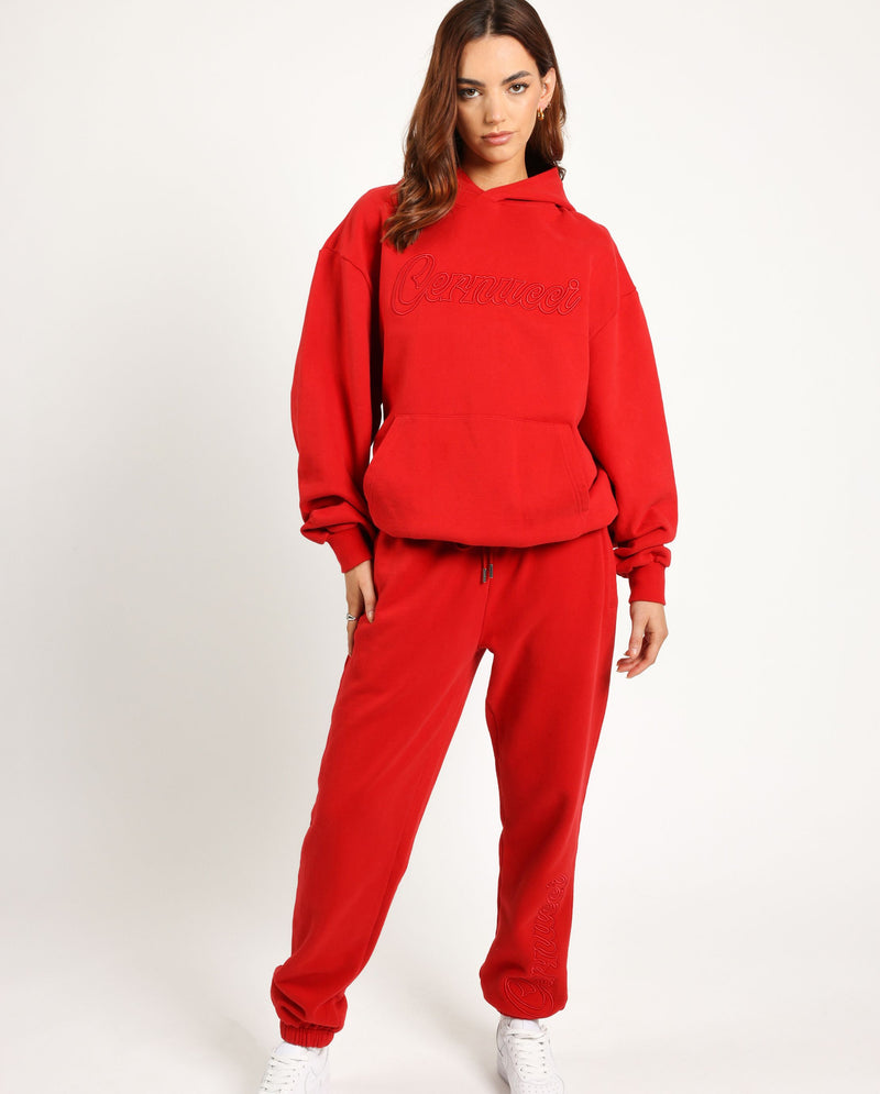 Cernucci Embroidered Hoodie - Red