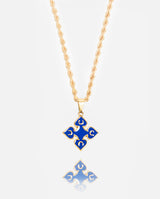 Dark Blue Spade Pendant - Gold