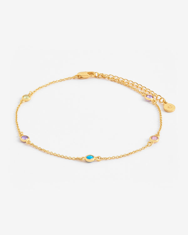 Multicolour Bezel Stone Bracelet - Gold