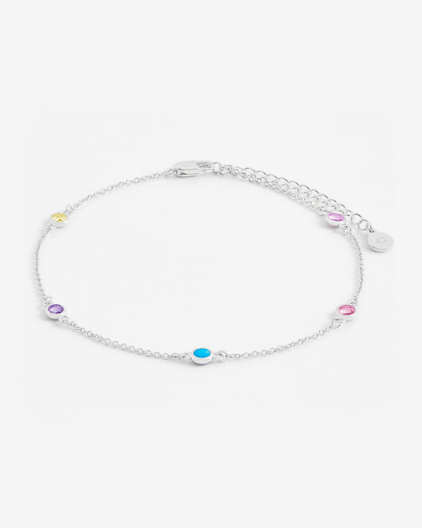 Multicolour Bezel Stone Anklet