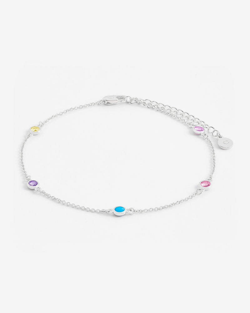 Multicolour Bezel Stone Anklet