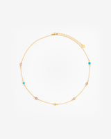 Multicolour Bezel Stone Necklace - Gold