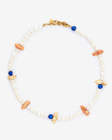 Multicoloured Mixed Pearl and Shard Necklace - Gold