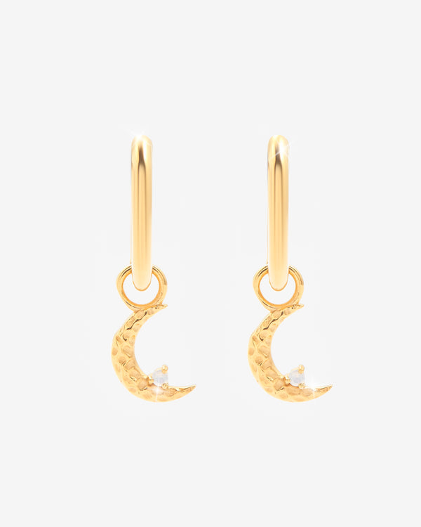 Moon Hoop Earrings - Gold