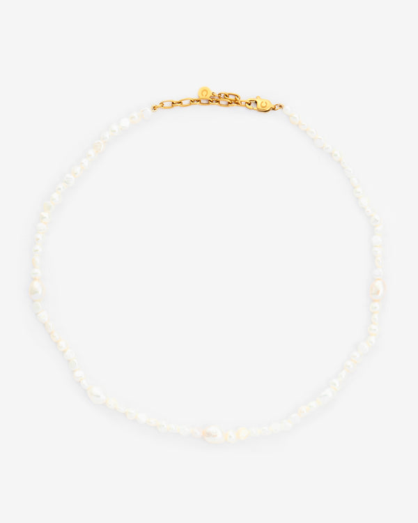 Mixed Shape Pearl Necklace - Gold