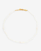Mixed Shape Pearl Necklace - Gold