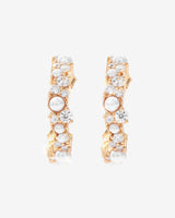 Clustered Pearl Hoop Earrings - Gold