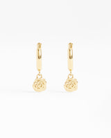 Rose Hoop Earrings - Gold