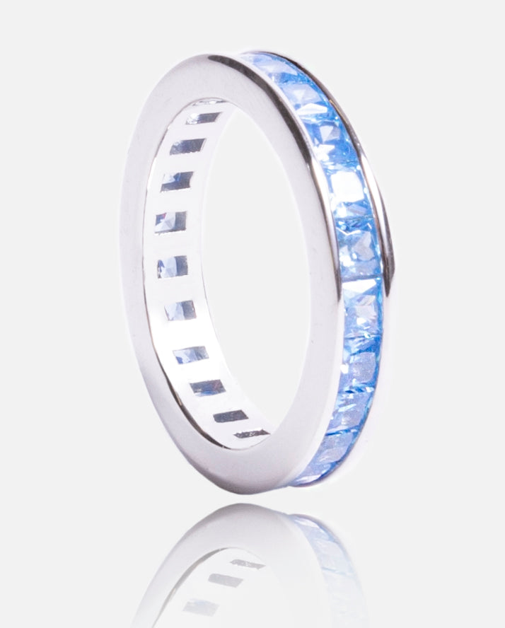 Single Row Baguette Ring - Blue