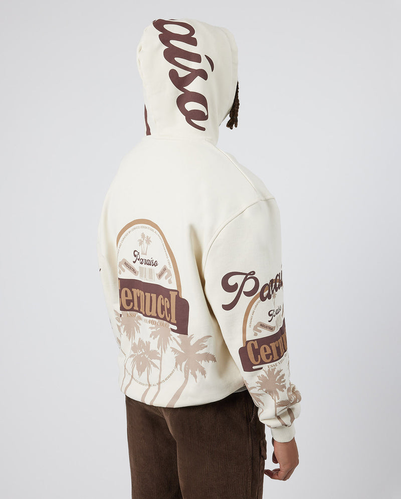 Cernucci Paradise Palm Print Hoodie - Ecru