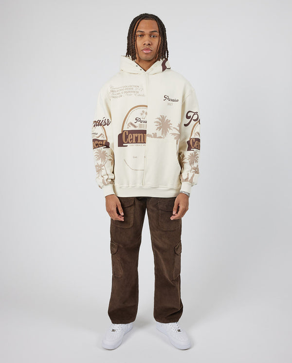 Cernucci Paradise Palm Print Hoodie - Ecru