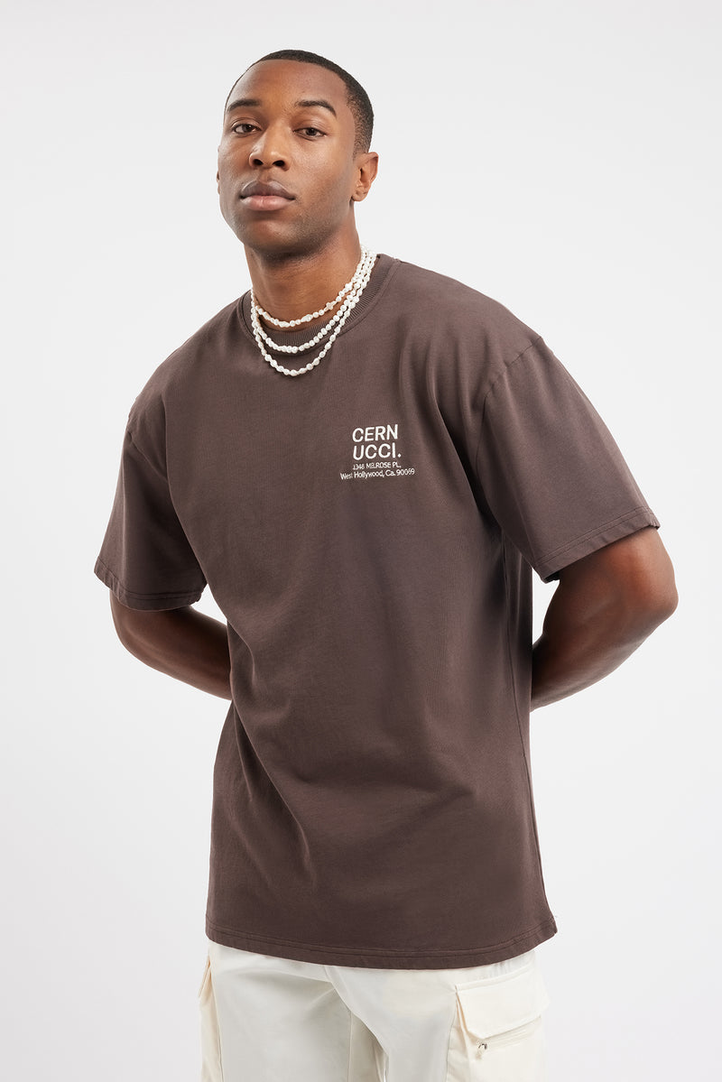 Oversized Cernucci Text T-Shirt - Chocolate