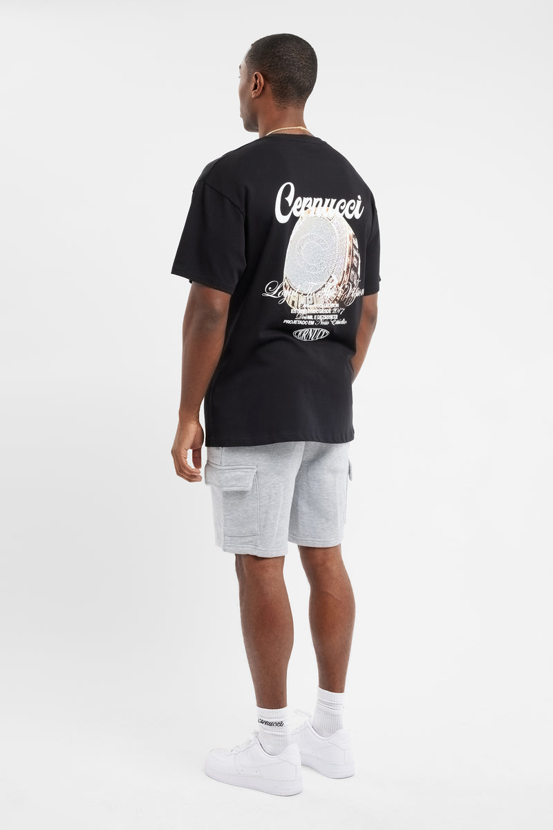 Oversized Cernucci Champ Ring T-Shirt - Black