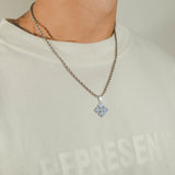 Baby Blue Clover Pendant - White Gold - Cernucci