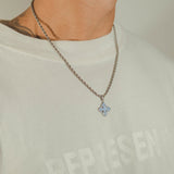 Baby Blue Spade Pendant - White Gold - Cernucci