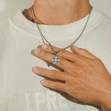 Baby Blue Spade Pendant - White Gold - Cernucci