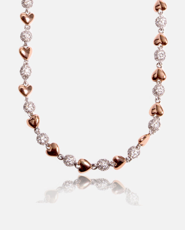 Iced Ball & Heart Necklace - Cernucci