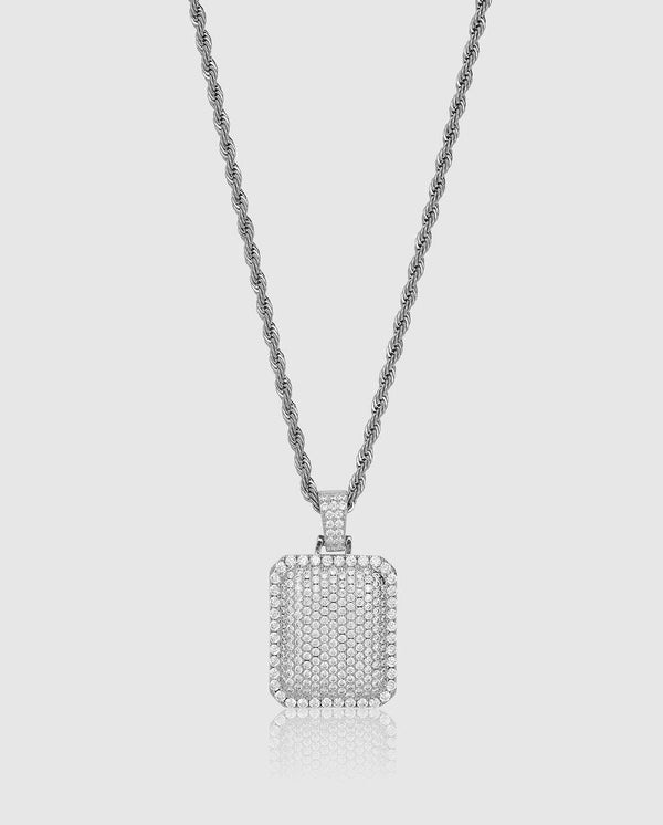 Iced Cube Pendant - White Gold - Cernucci