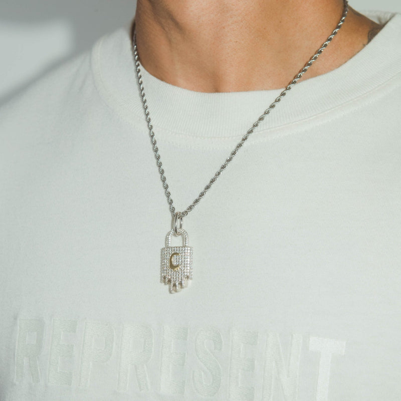 Iced Dripping Padlock Pendant - Cernucci