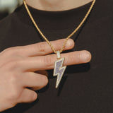 Iced Lightning Bolt Pendant - Gold - Cernucci