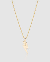 Iced Lightning Bolt Pendant - Gold - Cernucci