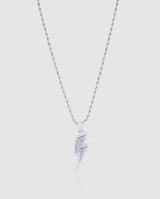 Iced Lightning Bolt Pendant - White Gold - Cernucci