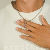 Iced Mini Cross Pendant - Purple - Cernucci