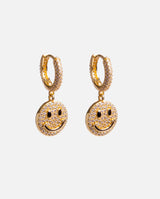 JM10 Iced Smiley Earrings - Gold - Cernucci