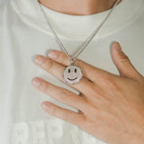 JM10 Iced Smiley Pendant - White Gold - Cernucci