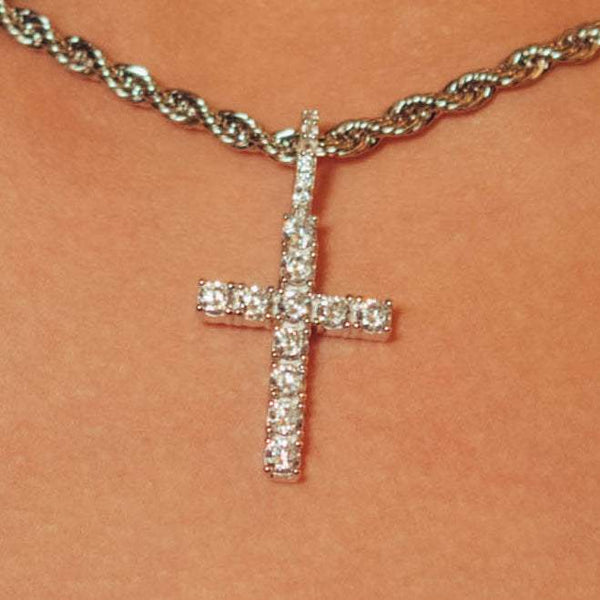 Micro Cross Pendant - White Gold - Cernucci