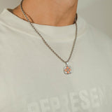 Orange Royal Cross Pendant - White Gold - Cernucci