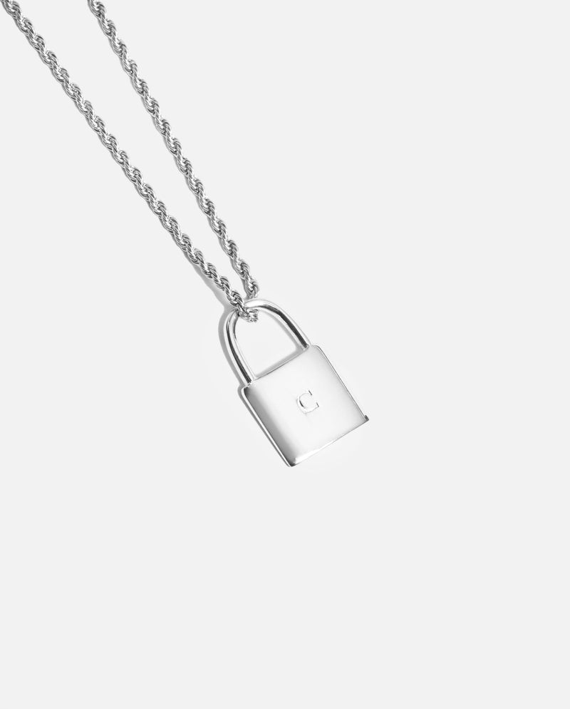 Padlock Pendant - White Gold - Cernucci